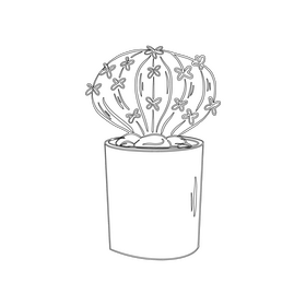 Barrel Cactus black and white clipart