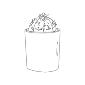 Cactus with Flower on Top black and white clipart
