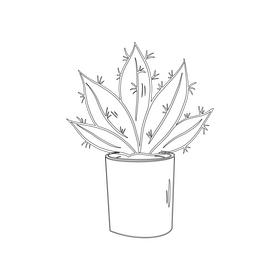 Aloe Vera Cactus black and white clipart