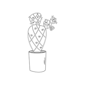 Indian Fig Cactus black and white clipart
