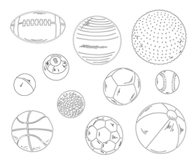 Set of Sports Balls black and white vector