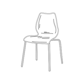 Plastic Chair with Metal Legs black and white clipart