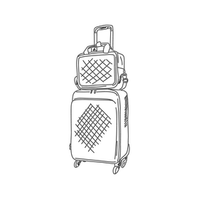 Red Large Suitcase black and white clipart
