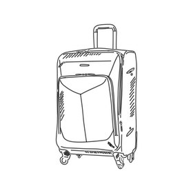 Suitcase black and white clipart