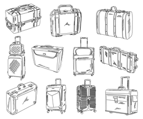 Suitcases and Briefcases black and white vector