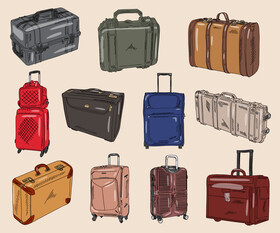 Suitcases and Briefcases vector