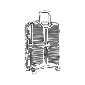 Suitcase black and white clipart