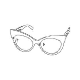 Cat Eye Sunglasses black and white clipart