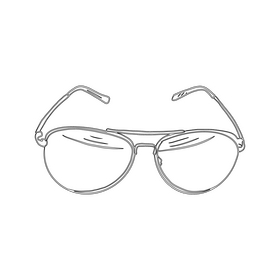 Aviator Sunglasses black and white clipart