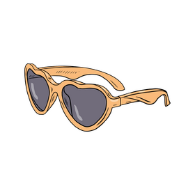 Gold Heart Shaped Sunglasses clipart
