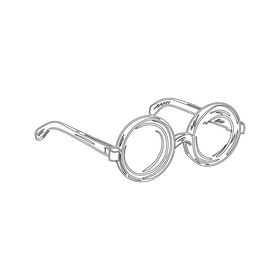 Round Glasses black and white clipart