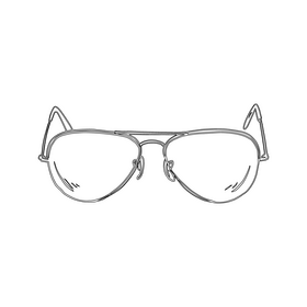 Black Aviator Sunglasses black and white clipart