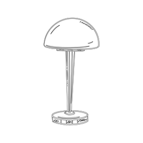 Half Round Table Lamp black and white clipart