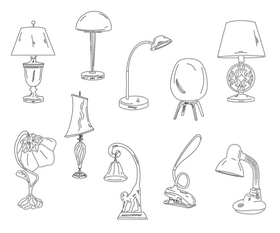 Table Lamps black and white vector
