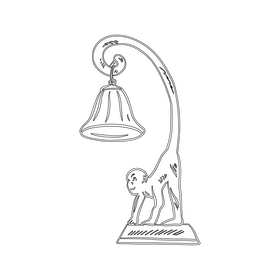 Monkey Table Lamp black and white clipart