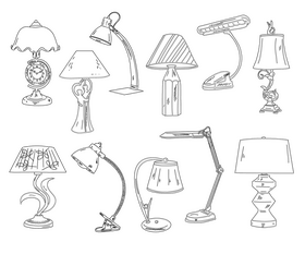 Table Lamps black and white vector