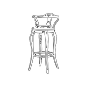 Classic Bar Stool black and white clipart