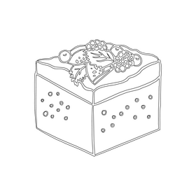 Chocolate Cake with Fruits on Top black and white clipart