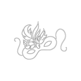 Party Mask with Feather in the Middle black and white clipart