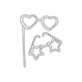 Heart and Star Shaped Glasses black and white clipart