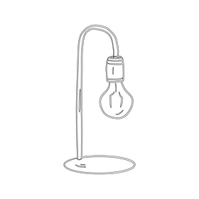 Bulb Table Lamp black and white clipart