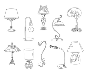 Table Lamps black and white vector