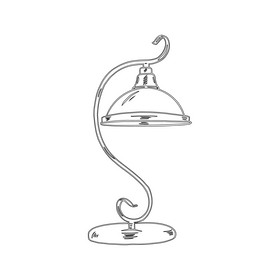 Table Lamp black and white clipart