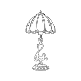 Stained Glass Table Lamp black and white clipart