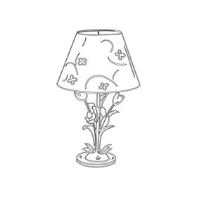 Flower Table Lamp black and white clipart