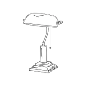 Bank Table Lamp black and white clipart