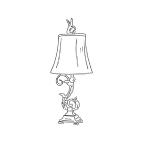Vintage Table Lamp black and white clipart