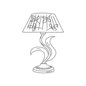 Flower Table Lamp black and white clipart