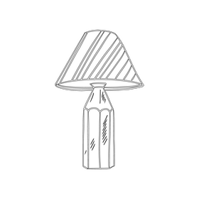 Pencil Table Lamp black and white clipart