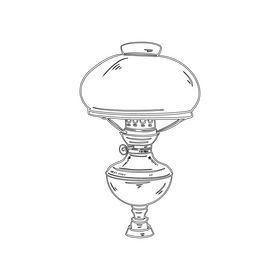 Vintage Table Lamp black and white clipart