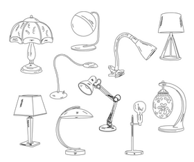 Table Lamps black and white vector