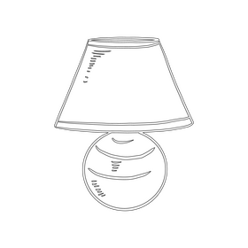 Cottage Table Lamp black and white clipart