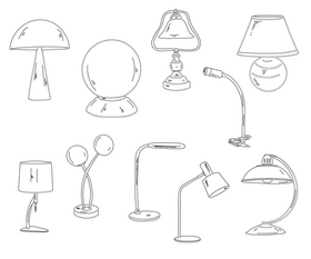 Table Lamps black and white vector
