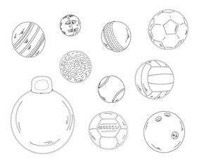 Set of Balls black and white vector