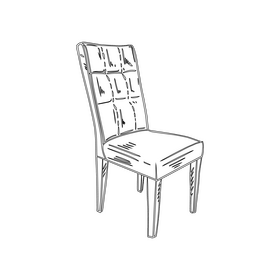 Wooden Chair with Soft Seat black and white clipart