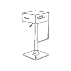 Vinyl Adjustable Height Barstool with Square Seat black and white clipart