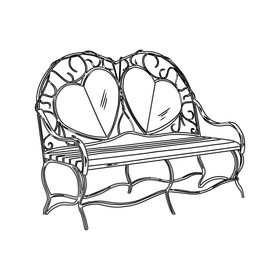 Romantic Bench black and white clipart