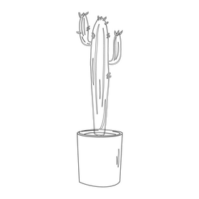 Saguaro Cactus black and white clipart