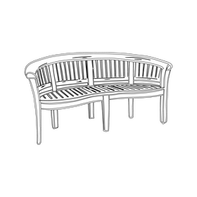 Curved Garden Bench black and white clipart