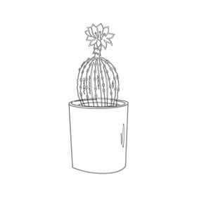 Powder Puff Cactus black and white clipart