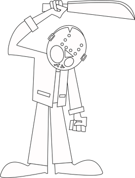 Jason Voorhees black and white clipart