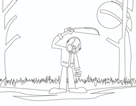 Jason Voorhees in the dark black and white vector