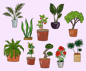 Set of Potted Plants vector