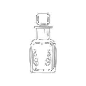 Vintage Glass Bottle black and white clipart
