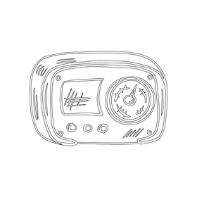 Vintage Radio black and white clipart
