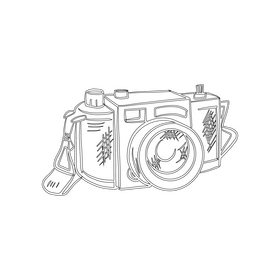 Vintage Camera black and white clipart